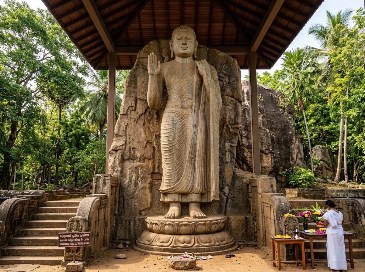 Scenery of Aukana Buddha Statue in Sri Lanka